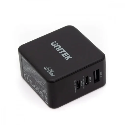 Unitek Wall Charger Travel GAN 2x USB-C 1x USB-A 65w