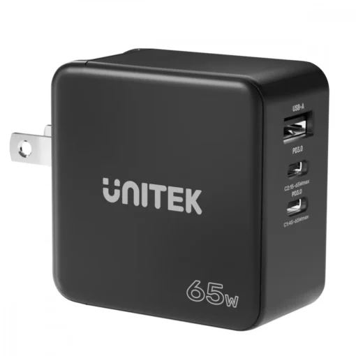 Unitek Wall Charger Travel GAN 2x USB-C 1x USB-A 65w - Image 4