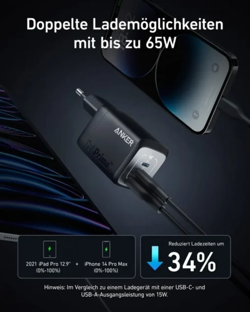 Anker Prime 735 67W 2xUSB-C 1xUSB-A Black - Image 4