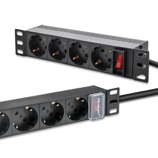 Qoltec Power strip for RACK 10 1U,16A,PDU,4xSCHUKO,1.8 - Image 4