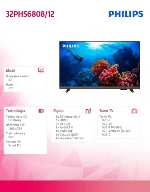 Philips 32 inch LED TV 32PHS6808/12