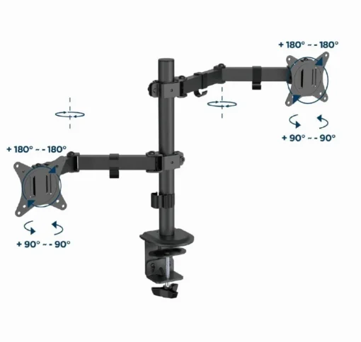 Gembird Desk mounted double monitor arm 17-32 inches 9kg - Image 3