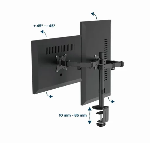 Gembird Desk mounted double monitor arm 17-32 inches 9kg - Image 4