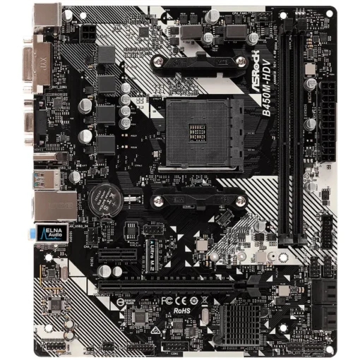 Дънна платка ASROCK Main Board Desktop B450M-HDV R4.0 (SAM4,2xDDR4,1xPCI 3.0x16,1xPCI Ex1,SATA III,1xM.2,1xUlraM.2,USB3.0,GLAN, VGA,DVI,HDMI,) mATX Retail - Image 2