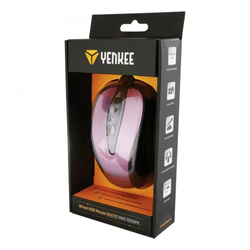 YENKEE Wired mouse USB, 4 buttons, optical, symmetrical, Optic 2400DPI Pink - Image 4