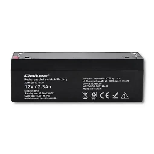 Qoltec AGM battery 12V 2.3Ah, max. 34.5A - Image 4