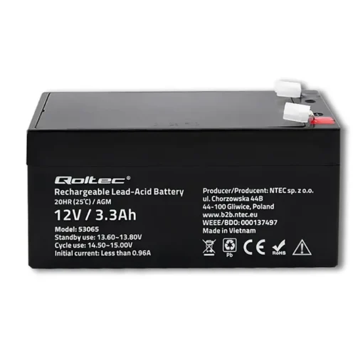 Qoltec AGM battery 12V 3.3Ah, max. 49.5A - Image 4