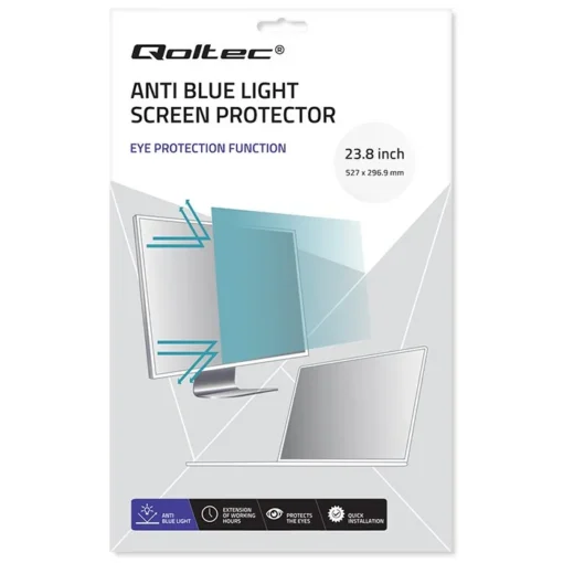 Qoltec Anti Blue Light Filter 23.8 inches | 16:9 | Eye protection | Anti Glare | Matte | for monitor - Image 3