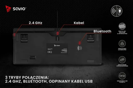 Savio Keyboard Phenix ABS Red Savio - Image 2