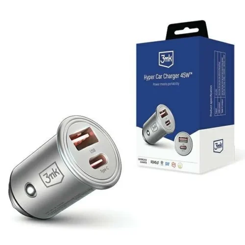 3MK зарядно за кола 45W 1xUSB-C +USB-A
