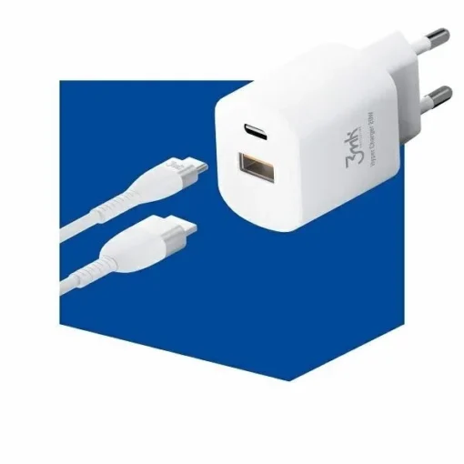 3MK Charger 20W 1xUSB-C +USB-A PD QC White - Image 2