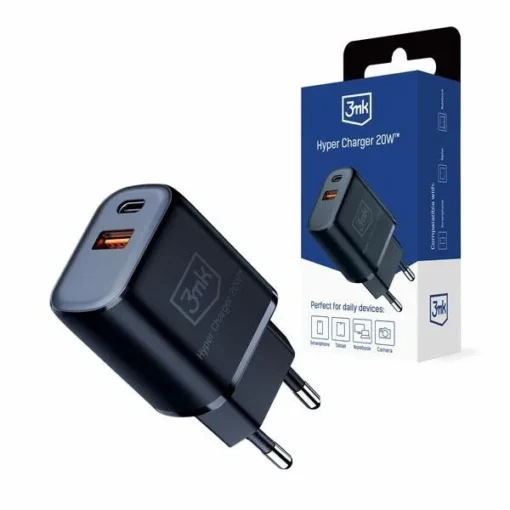 3MK Charger 20W 1xUSB-C + USB-A PD QC