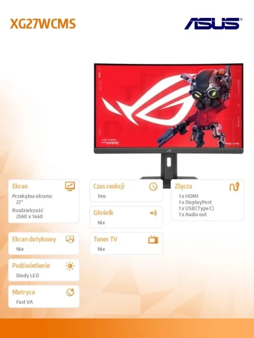 Asus Monitor 27 inches XG27WCMS ROG FHD 280Hz HDMI - Image 2