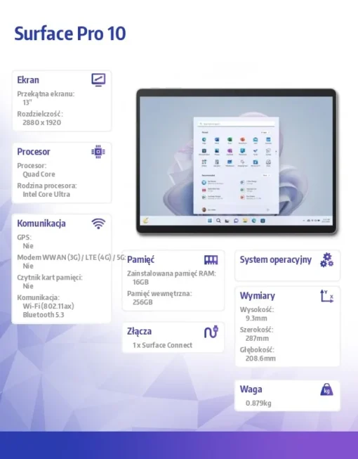 Microsoft Surface Pro 10 Intel Core Ultra 5-135U/16GB/256 GB/Comm Plat/ZDT-00004 - Image 4