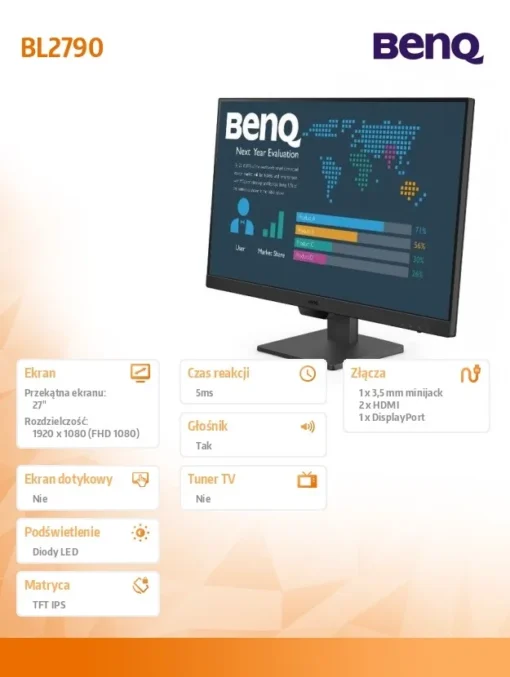 Benq Monitor 27 inches BL2790 LED 4ms/IPS/20mln:1/HDMI - Image 3