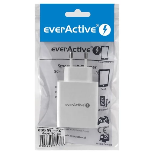 everActive PHONE CHARGER 4X USB 5A WHITE - Image 3