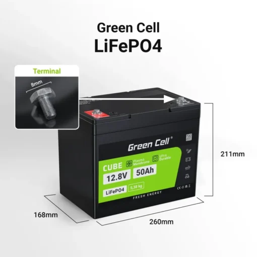 Green Cell Accumulator CUBE LiFePO4 50Ah 12V/12.8V 640Wh - Image 2