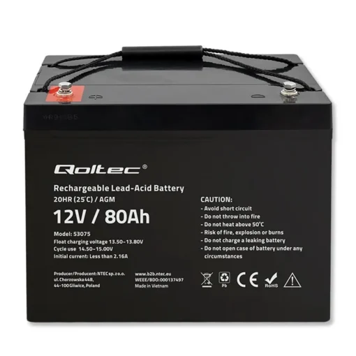 Qoltec AGM battery 12V 80Ah - Image 4