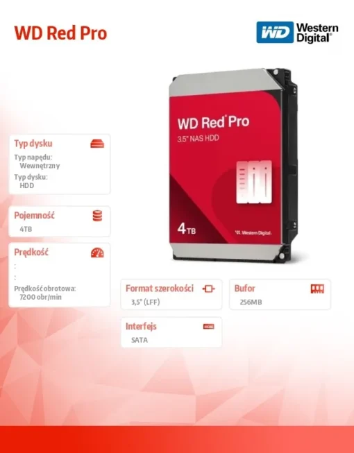 Western Digital Disc HDD Red Pro 4TB 3,5 SATA III WD4005FFBX - Image 3