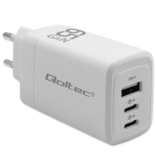 Qoltec GaN 65W charger,5V 20V 3A 3.35A,2xUSB,2xUSB C