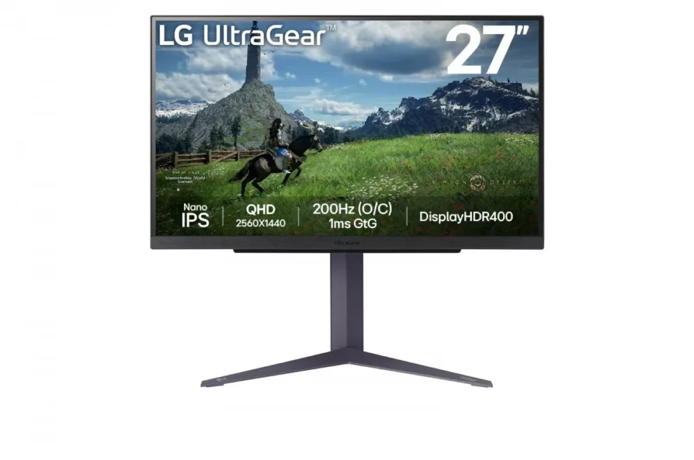 LG Electronics Monitor 27 inch 27GS85Q-B QHD UltraGear IPS 180 Hz (O/C 200Hz) 1ms 400cd HDMI DP USB Pivot
