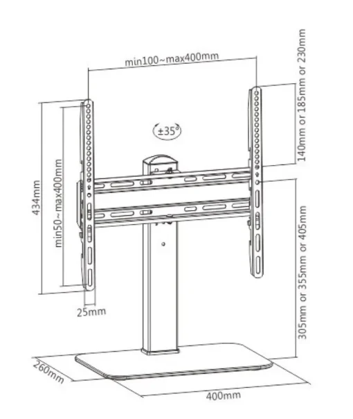 Techly TV stand 32-55 inches, 40 kg, swivel - Image 2