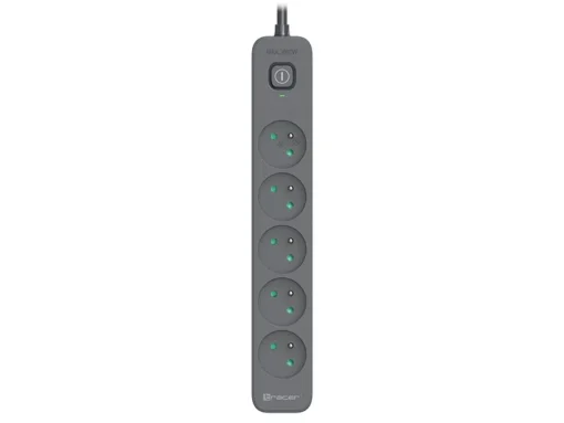 Tracer Power Line+ 3m Graphite surge protector power strip (5 sockets)