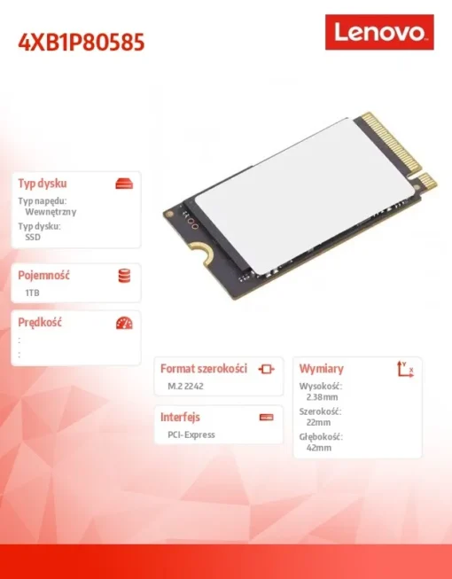 Lenovo SSD internal 1TB PCIe G4x4 2242 4XB1P80585 - Image 2