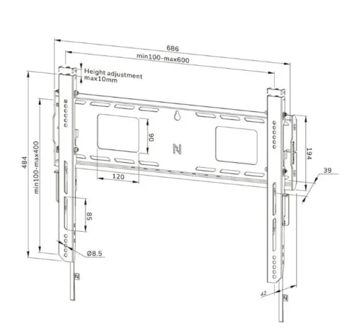 Neomounts WL30-750BL16 TV Wall Mount 42-86cale 100x100-600x400 125KG - Image 2