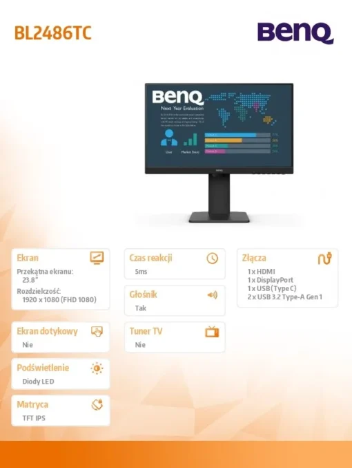 Benq Monitor 23.8 inches BL2486TC LED 4ms/1000:1/IPS/HDMI - Image 3