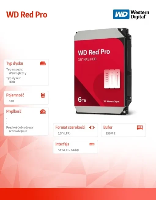 Western Digital Disc HDD Red Pro 6TB 3,5265 MB SATAIII WD6005FFBX - Image 2