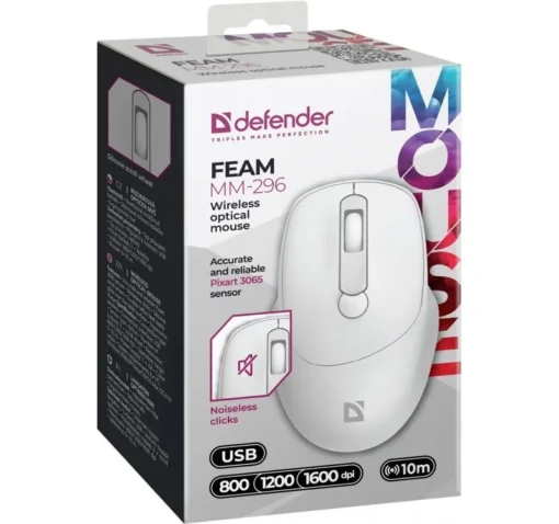 Defender WIRELESS MOUSE SILENT C LICK FEAM WHITE - Image 2