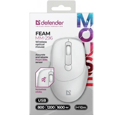 Defender WIRELESS MOUSE SILENT C LICK FEAM WHITE - Image 3