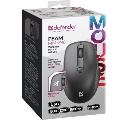 Defender WIRELESS MOUSE SILENT C LICK FEAM BLACK - Image 2