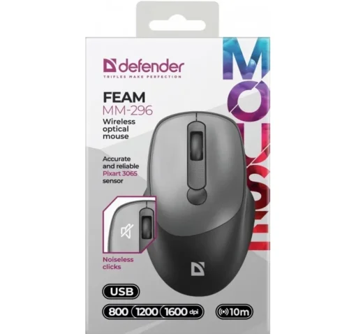 Defender WIRELESS MOUSE SILENT C LICK FEAM GREY - Image 2