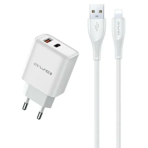 AWEI зарядно GaN PD81L 22,5W Lightning кабел USB+USB