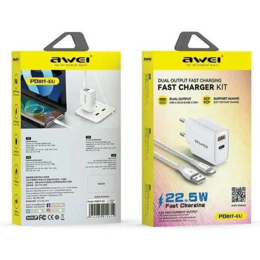 AWEI Charger GaN 22,5W PD81T 22,5W + USB-C cable - Image 2