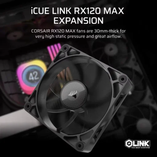 Corsair iCUE LINK RX120 MAX 120mm Single Fan - Image 2