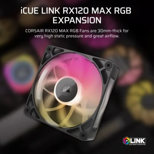 Corsair iCUE LINK RX120 MAX RGB 120mm Single Fan - Image 2