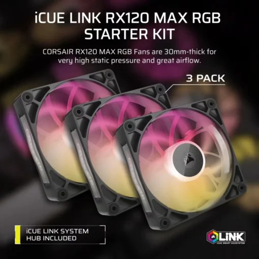 Corsair iCUE LINK RX120 MAX RGB 120mm Triple Fan - Image 2