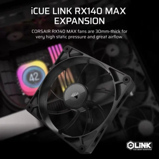 Corsair iCUE LINK RX140 MAX 140mm Single Fan - Image 2