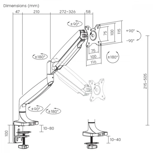 Maclean Monitor mount 16kg 17- 45 inches, MC-969 - Image 4