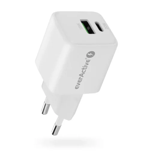 everActive PHONE CHARGER GAN 1X US B, 1X USB-C 20W WHITE - Image 3