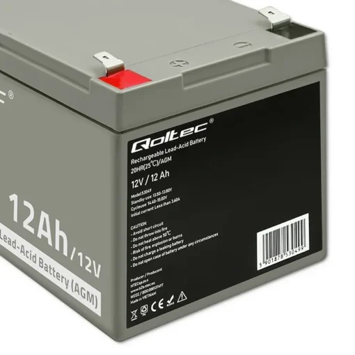 Qoltec AGM battery 12V 12Ah - Image 3