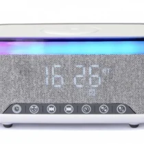 Gembird Digital Alarm Clock with Wireless Charging DAB/FM Radio RGB White/Gray