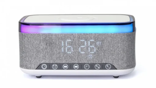 Gembird Digital Alarm Clock with Wireless Charging DAB/FM Radio RGB White/Gray