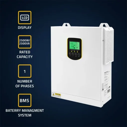 Qoltec Solar Inverter 2.5kVA Off Grid,100A,MPPT,LCD - Image 2