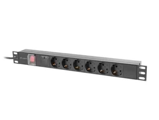 Lanberg PDU rack power strip 19 inch 1U 16A 6x230V schuko 2m black - Image 2