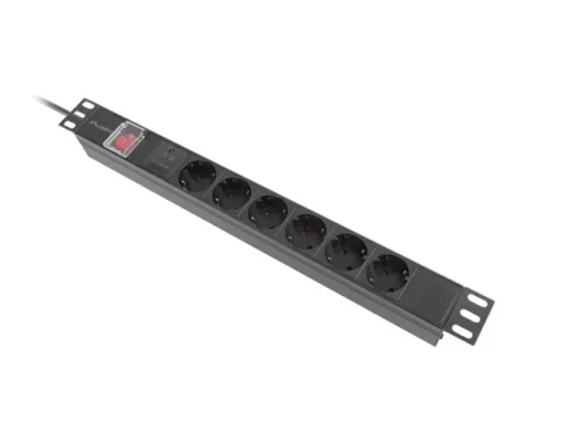 Lanberg PDU rack power strip 19 inch 1U 16A 6x230V schuko 2m black - Image 3