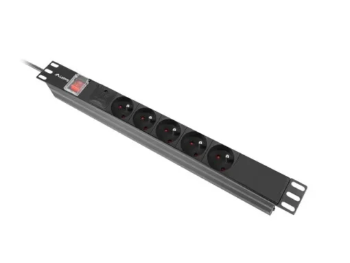 Lanberg PDU rack power strip 19 inch 1U 16A 5x230V 2m black